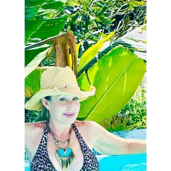 VTG NWT Tanjore India Necklace Turquoise Brass Curb Link Chain Egyptian look - Picture 11 of 11